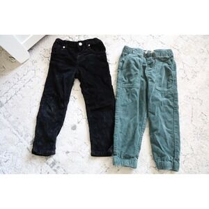 Boys Black & Teal Corduroy Pants Set Zara‎ Hanna Andersson Size 3-4 Years